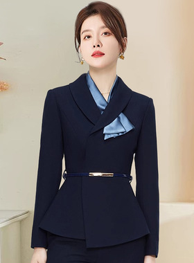 加厚职业西装套装女前台文秘管理销售高端美容院经理工作服赠丝巾