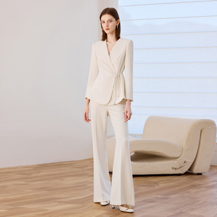 AD白色新中式职业装西装套装女2025春秋季高级感系带西服外套礼服