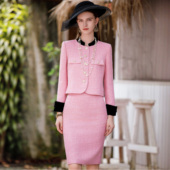 小个子正装 AD粉色小香风套装 外套粗花呢名媛短款 西装 礼服裙 女新款