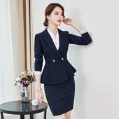 女西装 经理教师工作服面试正装 衬衫 气质荷叶边长袖 春秋季 职业套装