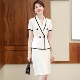 高端职业套裙春秋时尚 镶边气质美容院酒店经理工作服礼服 白色修身