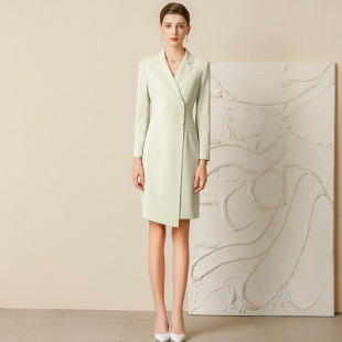 高端浅绿色职业西装 连衣裙美容院前台接待主持人工作服女气质礼服