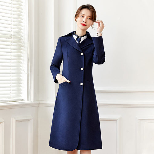 职业装羊绒毛呢冬季外套女中长款大衣珠宝店售楼部工作服前台工装