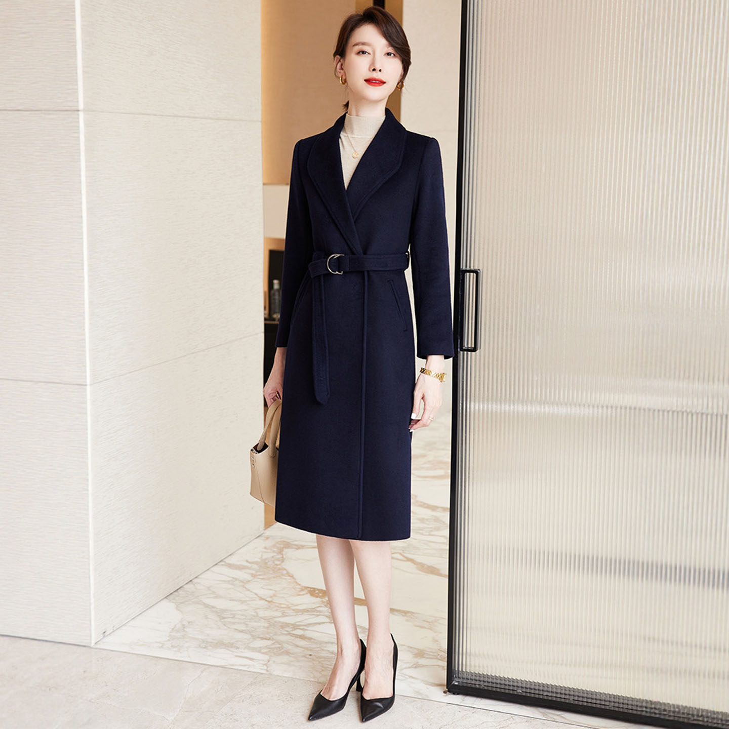 羊毛呢大衣女中长款加厚保暖外套