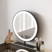 镜子化妆镜 梳妆镜LED充电大圆镜卧室简约带灯智能美妆镜轻奢台式