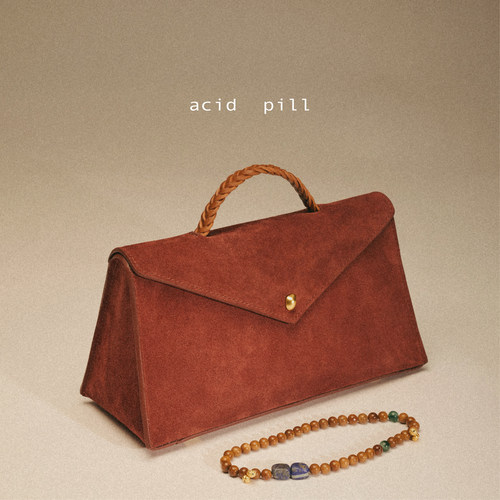 新中式新年串珠暗红色手拎包新款