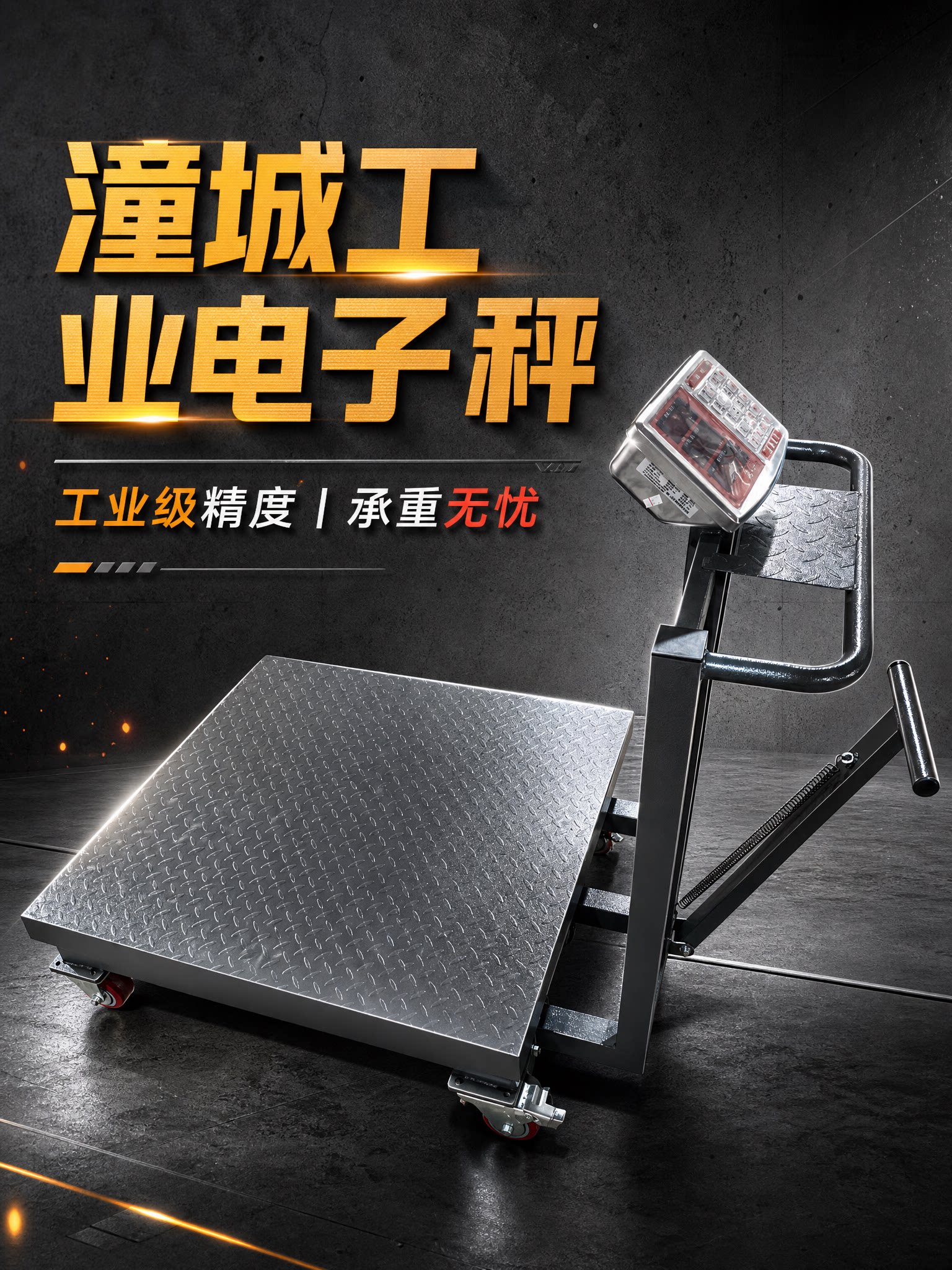 商用1吨电子秤手推拉台秤600公斤装甲磅称大台面移动2吨小地磅秤