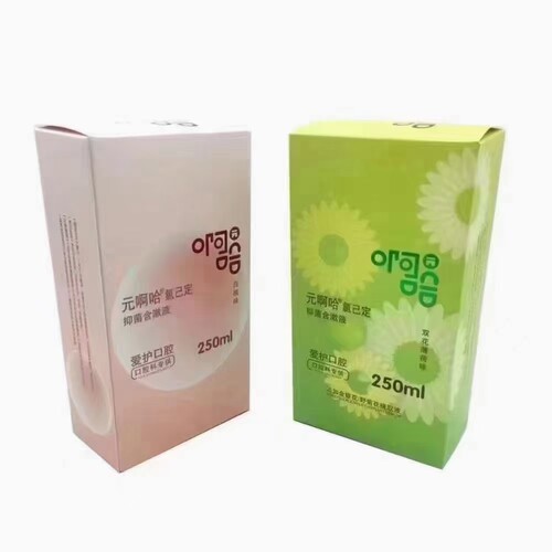 元啊哈氯己定涑口水漱口水0.08%薄荷双花白桃味含漱液250ml