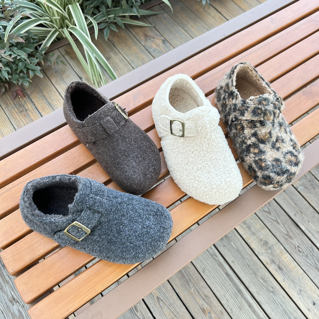 低跟(4cm)复古一脚蹬纯色增高