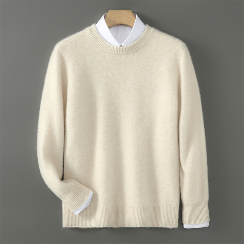 秋冬季新款圆领纯羊毛衫男士