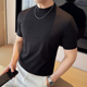 冰丝凉感短袖 t恤男纯色半高领体恤潮流修身 立领半袖 夏季 打底衫