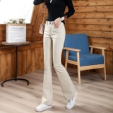 Бежевые джинсы, осенние штаны, леггинсы, приталенные штаны-клёш, коллекция 2023, высокая талия