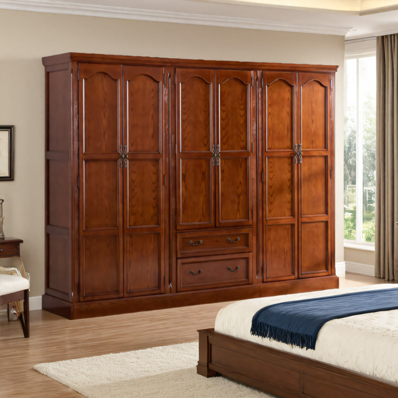 美式实木衣柜家用 欧式小型卧室柜子单门双门挂衣柜大衣橱储物柜