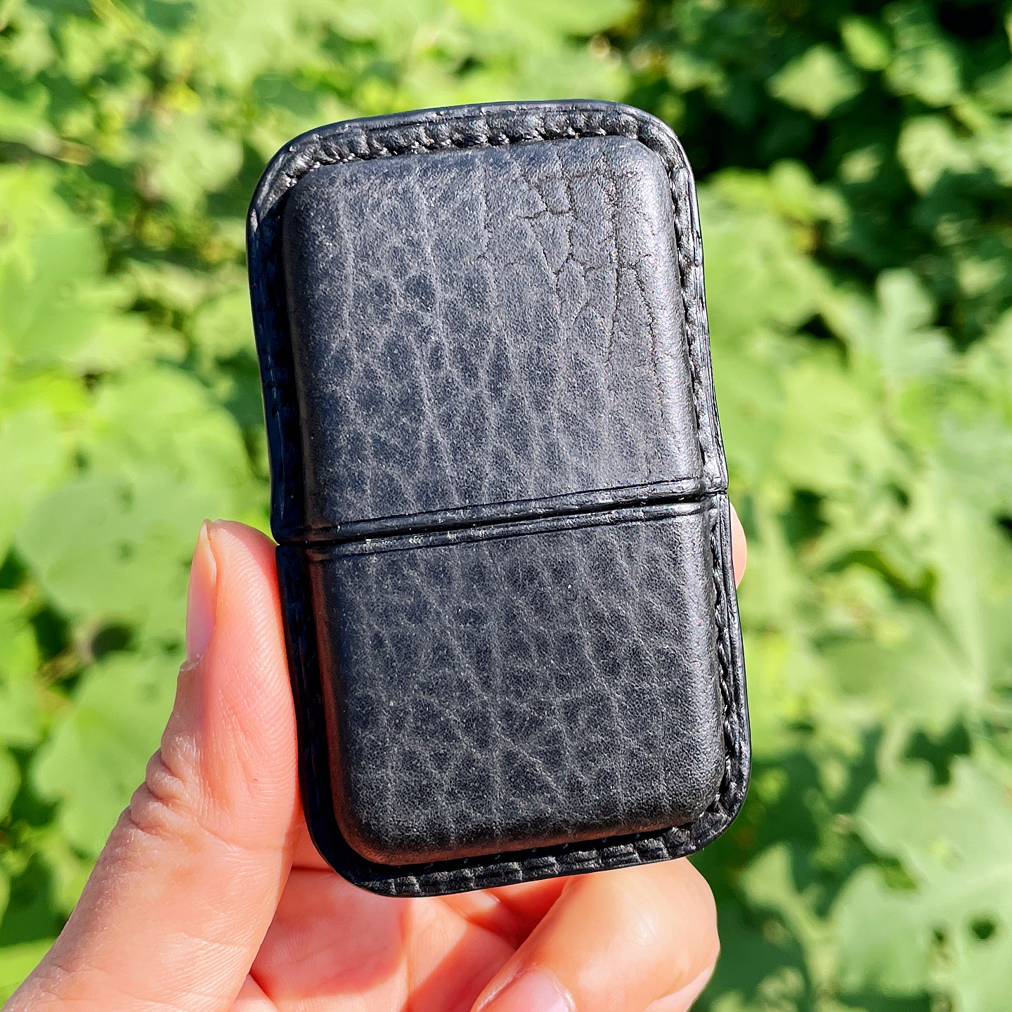 黑色鲨鱼皮手工真皮打火机套