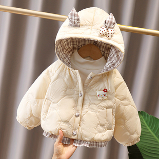 女童棉衣秋冬装2026新款女宝宝连帽棉服外套小童冬季可爱卡通棉袄