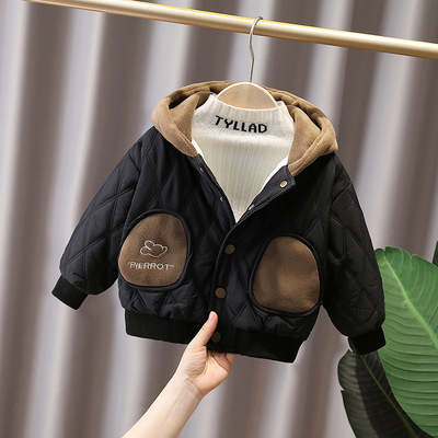 男童加绒棉服外套秋冬季潮2025新款儿童冬装男宝宝棉衣中小童棉袄