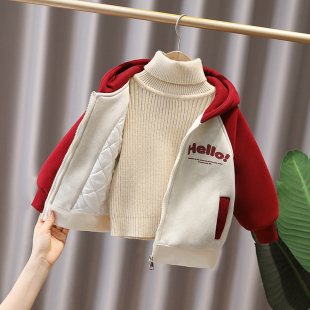 女童连帽拉链棉服外套秋冬加厚儿童女孩新款休闲运动风加棉上衣潮