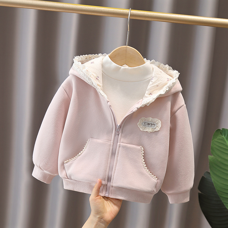 女童加绒外套2025秋冬季新款女孩保暖加厚洋气棒球衣女宝保暖上衣