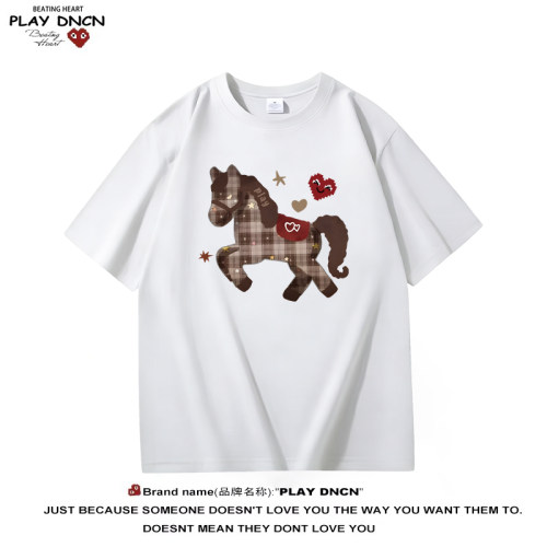 PLAYDNCN潮牌短袖T恤儿童款夏季高街重磅纯棉重工印花圆领上衣
