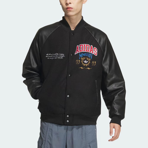 阿迪达斯拉链男子棒球棉服外套