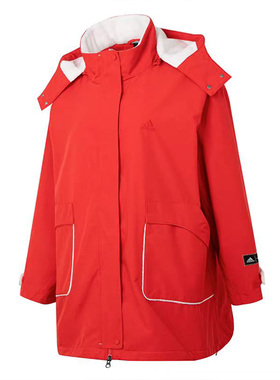 adidas阿迪达斯女子运动梭织加绒保暖长款连帽休闲夹克外套HZ2995