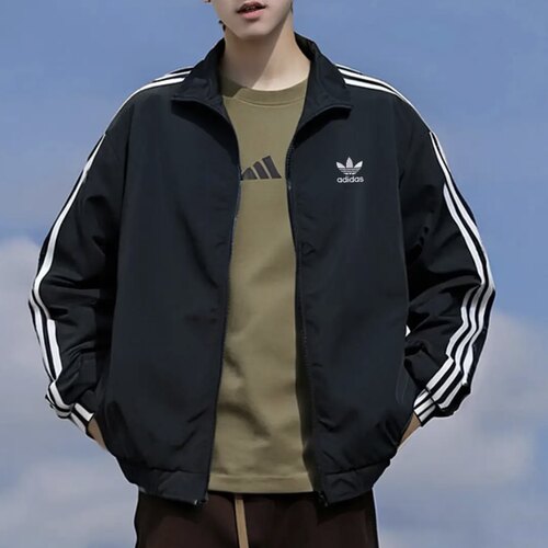 adidas originals男款立领复古运动时尚宽松百搭夹克KB2466百亿