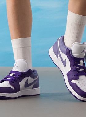 Nike/耐克Air Jordan1舒适耐磨低帮运动休闲篮球鞋GS款553560-614