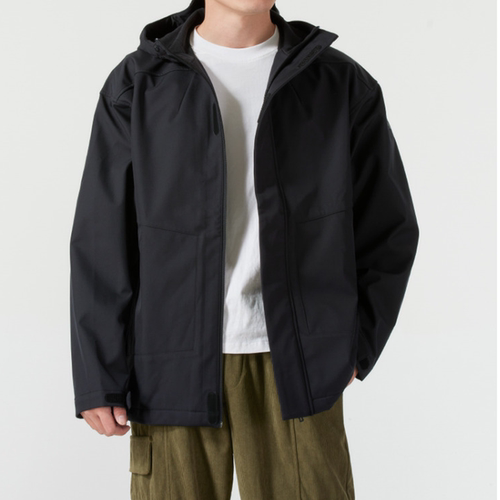 阿迪男子连帽梭织毛圈外套