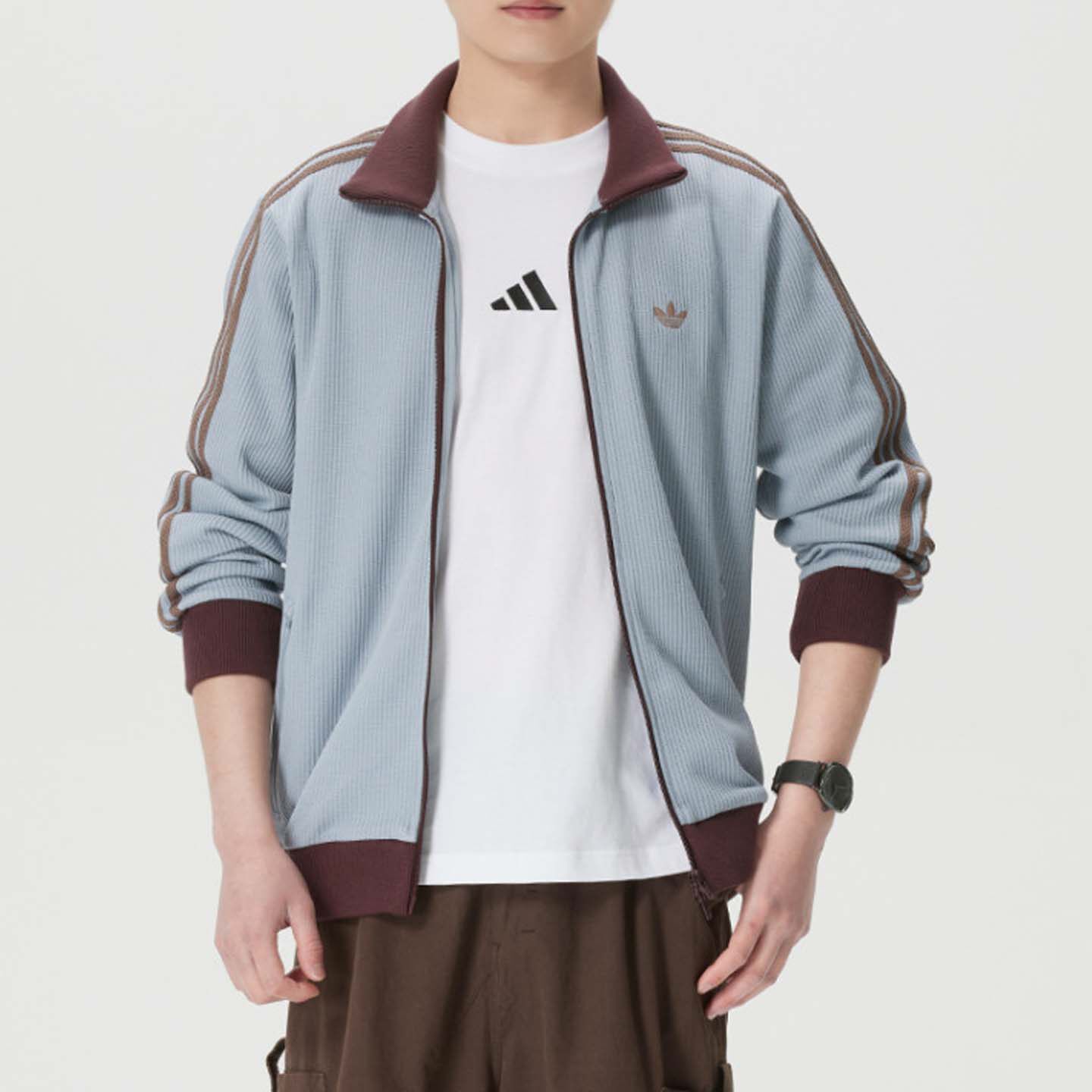 Adidas/阿迪达斯男子经典百搭立领舒适运动针织夹克外套KD5235