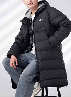 Nike/耐克男子舒适耐磨百搭防风保暖连帽中长羽绒服FB8180-010