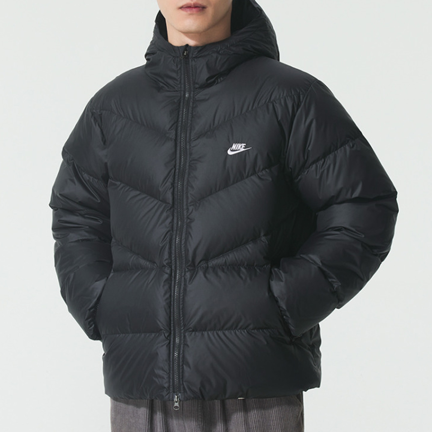 Nike/耐克男子连帽宽松拼接运动休闲保暖羽绒服外套HQ7791-011