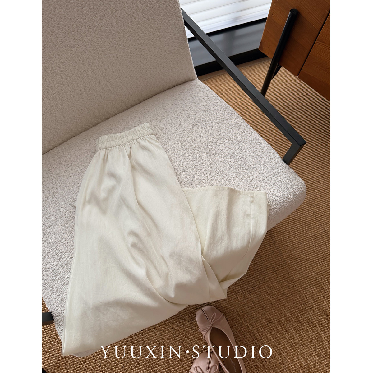 【YUUXIN】日常悠然裤~夏季简约纯色百搭松紧腰女九分裙裤
