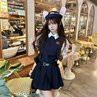 裙子学院风miu系千金连衣裙收腰设计感温柔 迪士尼穿搭jk制服套装
