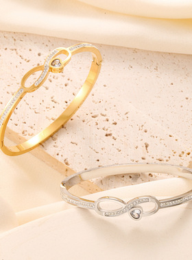 日韩轻奢微镶锆石钛钢手镯不掉色