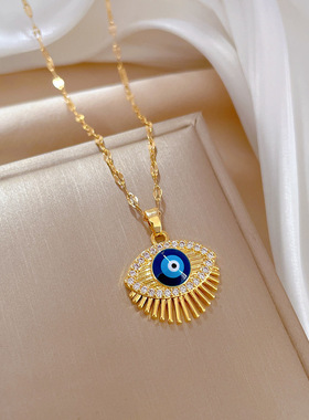 新款轻奢小众恶魔之眼金色锁骨链