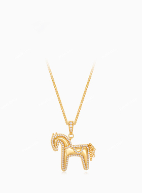 马到成功毛衣链轻奢高级小马吊坠