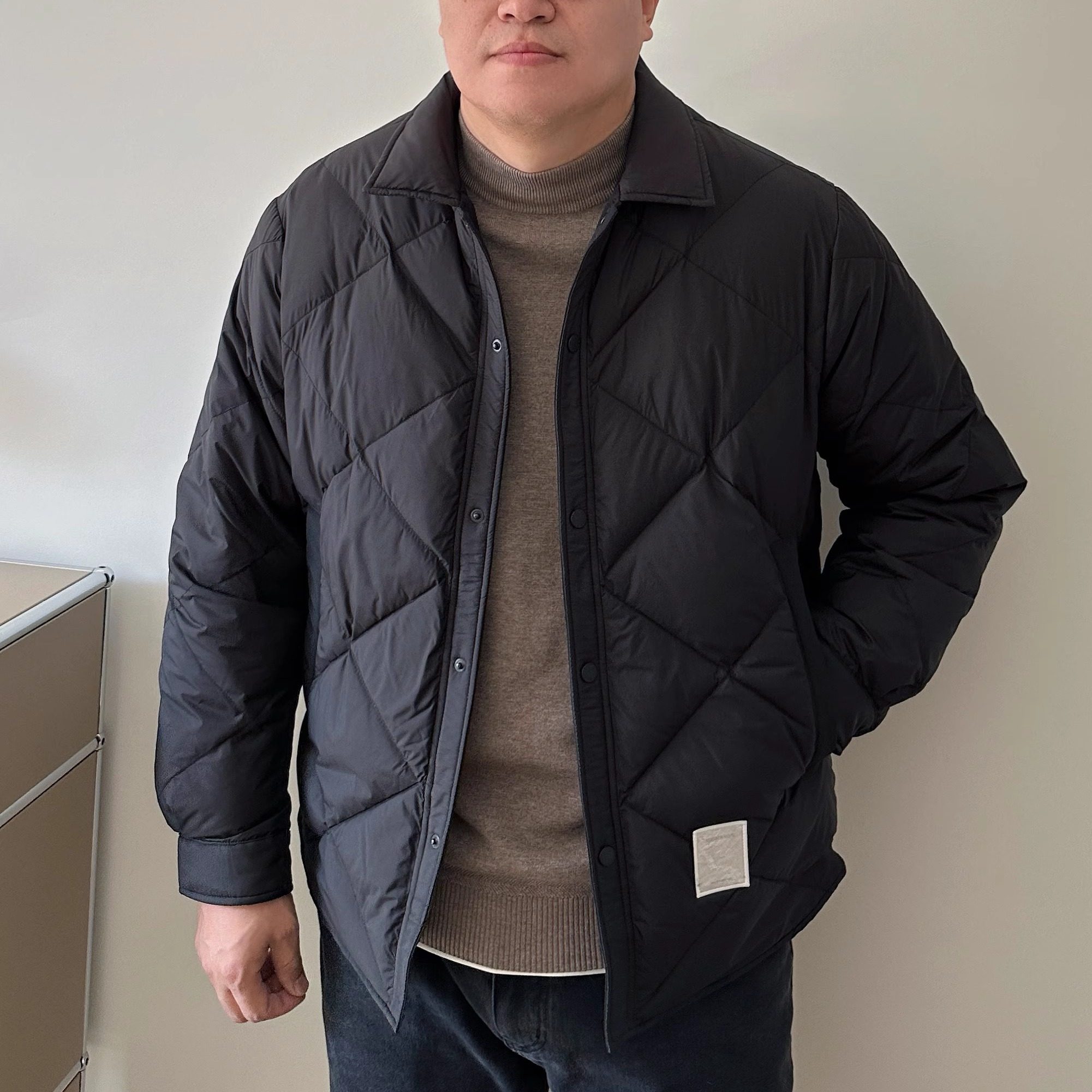 DAEVU大码男装冬季轻薄菱形格衬衫款加肥加大男士翻领羽绒服外套,男装,羽绒服,淘宝优惠券,粉丝福利购,淘宝优惠卷