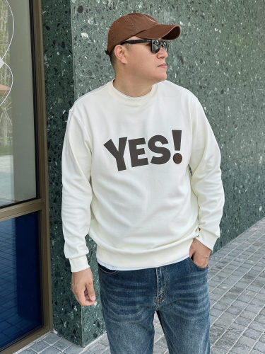 杏色大码男装长袖卫衣