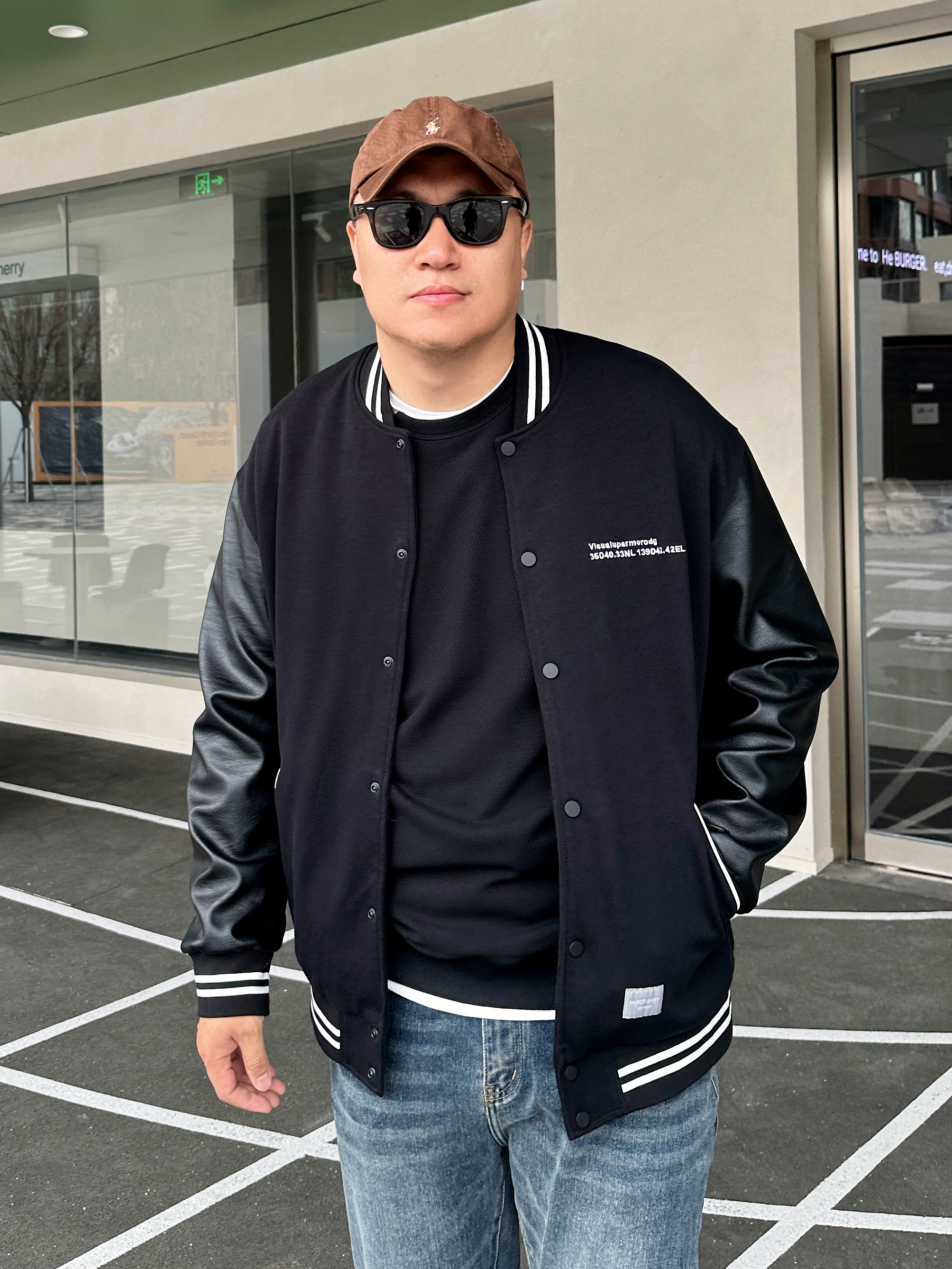 大码男装短款棒球领夹克外套