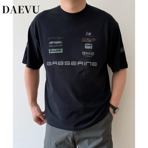 DAEVU大码男装夏季薄料洗水舒适胖子加肥加大男士圆领短袖T恤半袖