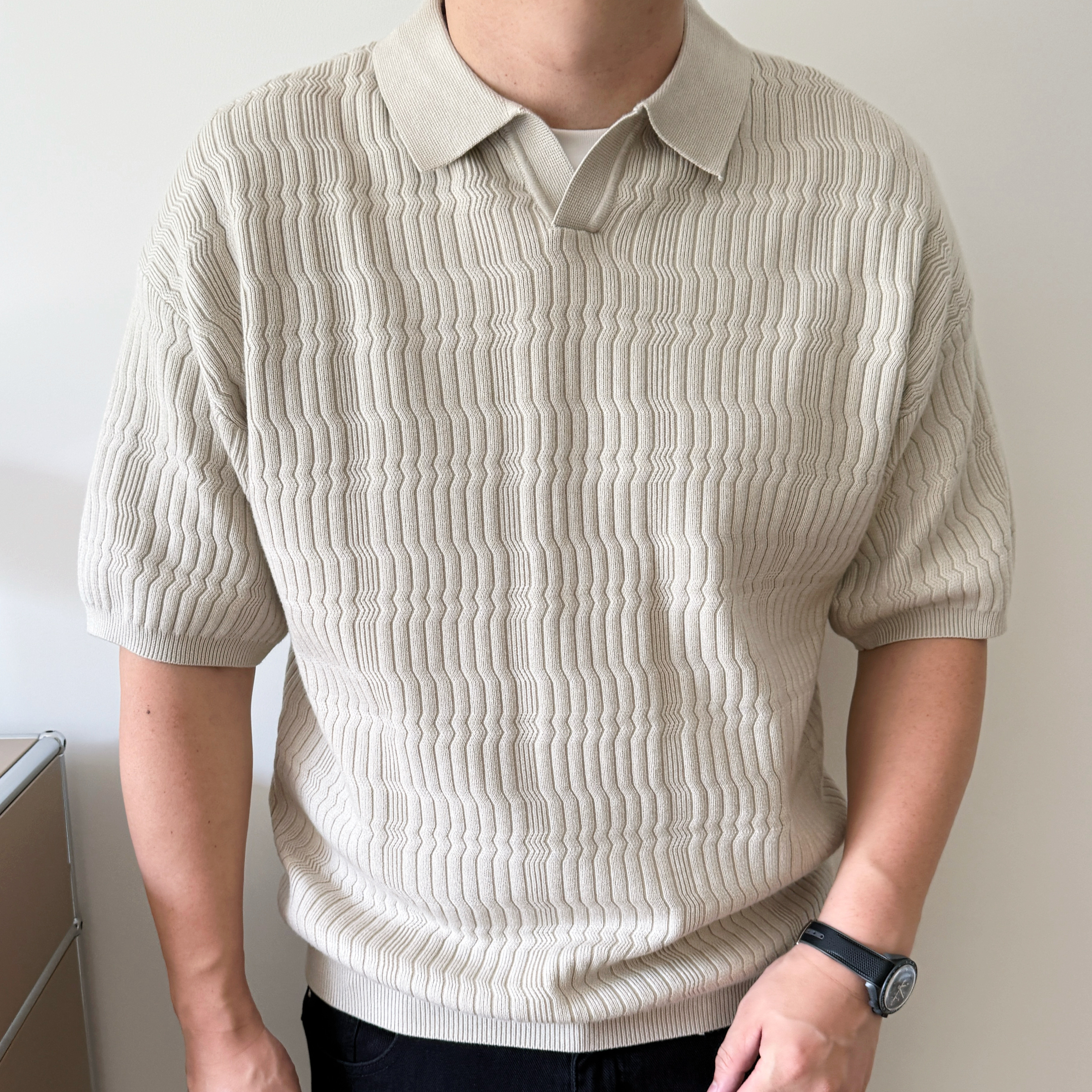 大依无忧宽松大码海鸥领针织短袖