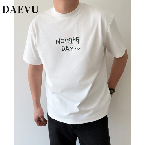 DAEVU夏季手写字母男士短袖T恤
