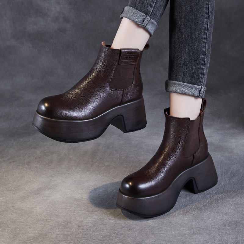 至美粗跟无内里切尔西靴