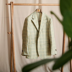 通勤绅装 无结构休闲轻薄西装 100%亚麻夏季 半里透气西服男 HORN