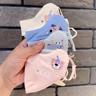 婴幼儿小童A类纯棉透气开口露鼻防风防寒 薄款 3岁宝宝口罩秋冬季