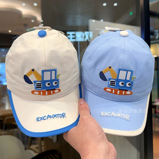 嘟嘟啦儿童棒球帽春夏薄款男童鸭舌帽卡通可爱小童宝宝大檐遮阳帽