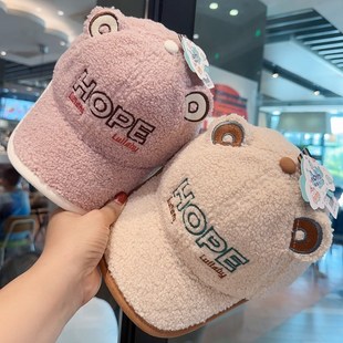 嘟嘟啦儿童棒球帽冬加厚保暖男童女孩卡通百搭鸭舌帽冬天防风防寒
