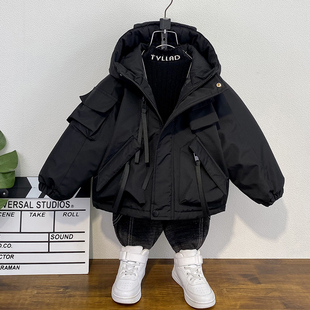 男童秋冬装 洋气儿童夹棉外套时髦小男孩加厚二棉衣服 棉衣2025新款