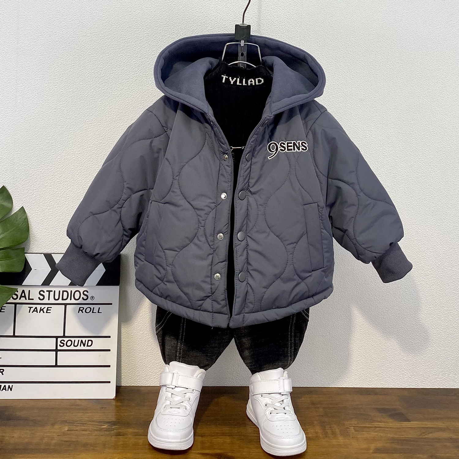 男童秋冬季加绒夹棉外套宝宝棉袄