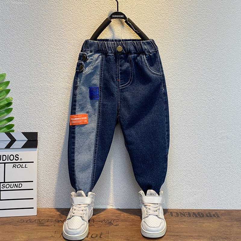 男童春装牛仔裤2023新款男孩时髦长裤儿童春秋裤子潮宝宝酷帅童裤